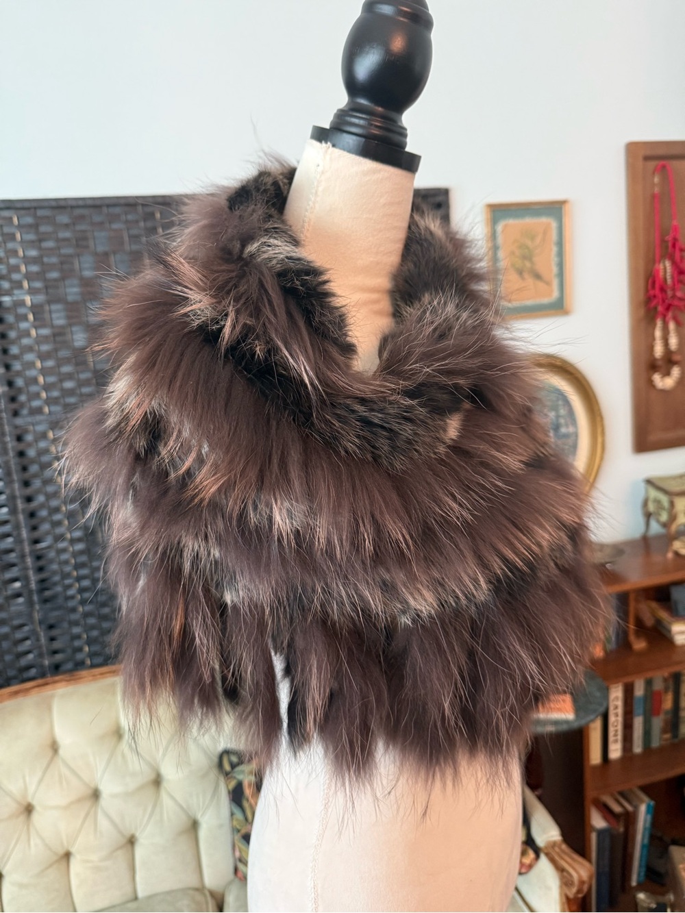 🤎🖤 FURLUX Genuine Fur Cowl Scarf Wrap Luxury Winter Accessory Quebec Designer - Picture 6 of 13